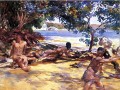 Les baigneurs John Singer Sargent aquarelle